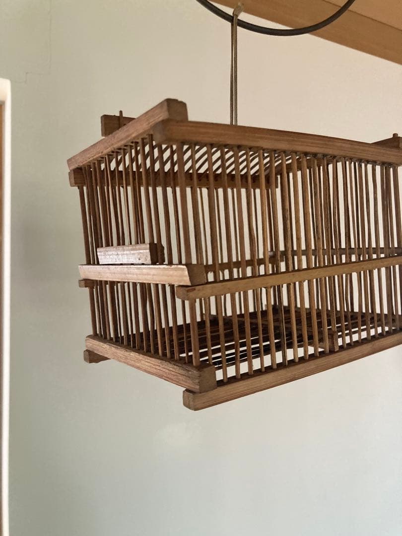 竹細工虫籠昭和初期ハンドメイドレトロオブジェ　 民藝　手工芸　アトリエ　骨董
