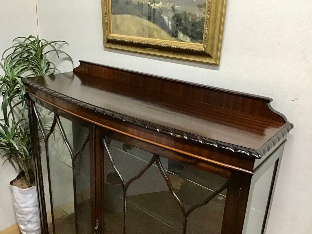 管220☆イギリス製☆アンティーク☆チャイナキャビネット☆マホガニー