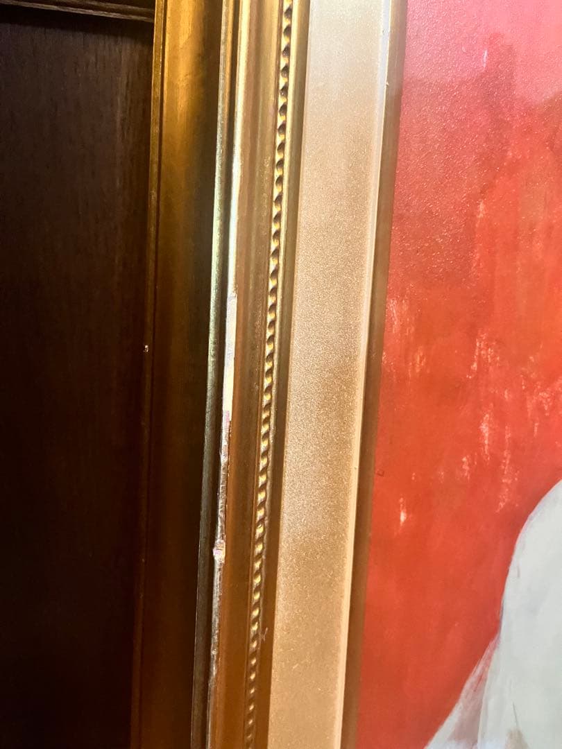 ⭕️ アルニー 白馬のペア サラブレッド 油彩画 金色フレーム