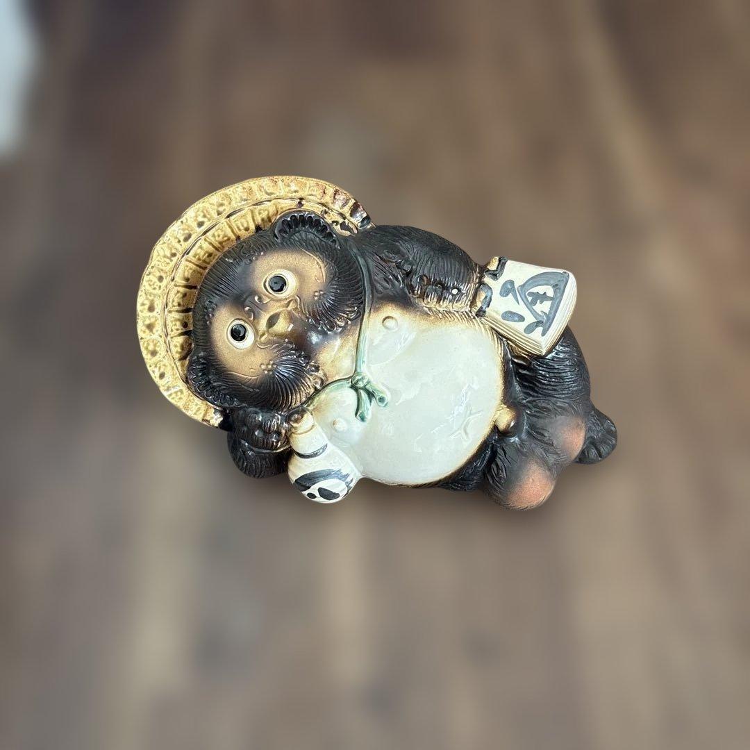 未使用近いの美品寝たぬき(果報は練て待てねんね狸）サイズ35:20:20cm