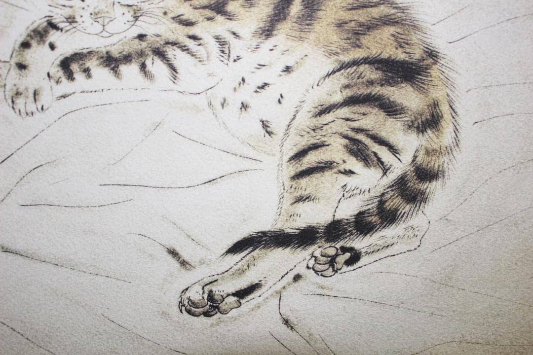 藤田嗣治 エスタンプリトグラフ「猫」 100部限定 31/100