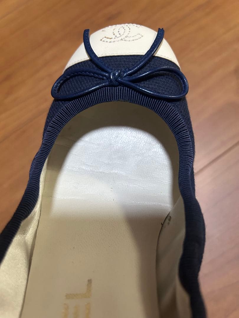 CHANEL 靴 ネイビー バレエシューズ