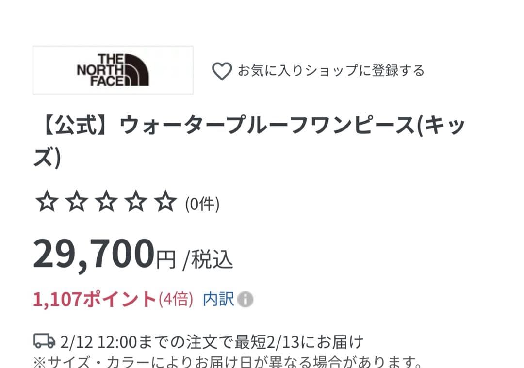 【新品未使用】ノースフェイス　キッズ　スノーウェア　スキーウェア　110cm