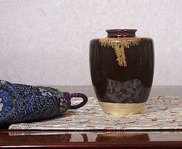 京焼・清水焼　橋本永豊 作「さが」茶入　２点　無傷　仕覆　箱保護　保証。