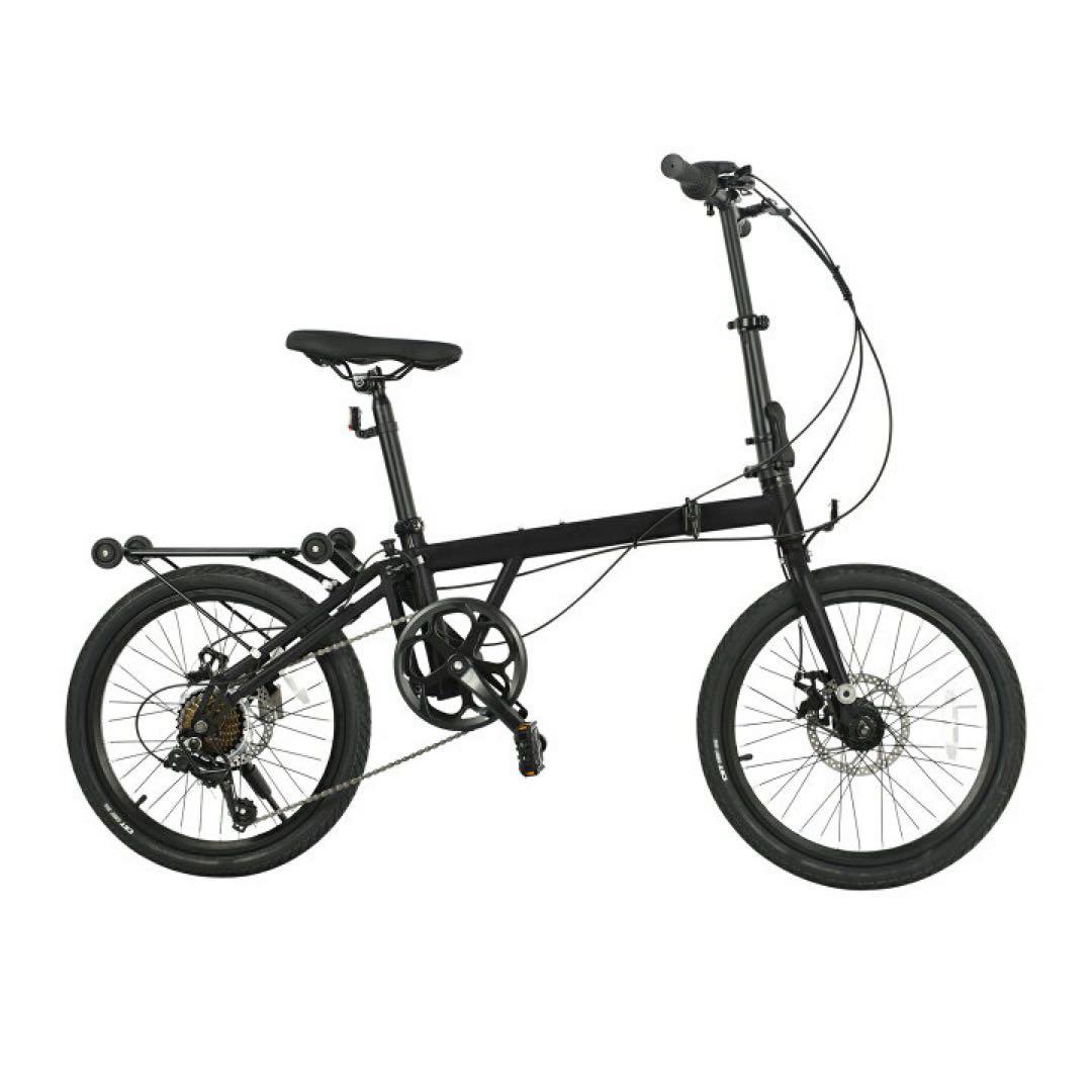 【新品】シマノ7段ギア 折りたたみ自転車 20インチ　ブラック