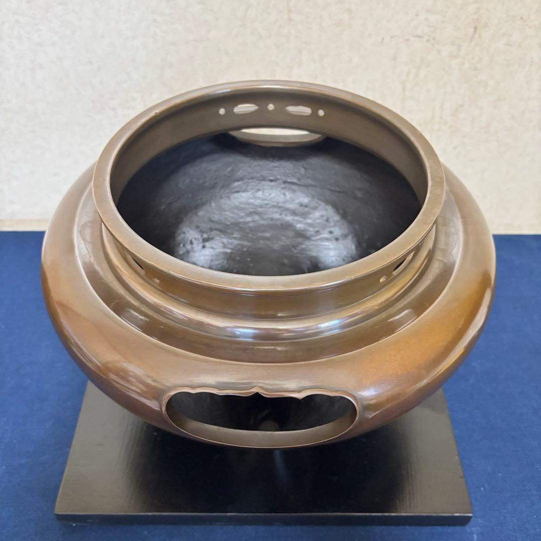 人間国宝敬典造 風炉 茶釜 電熱器 唐銅朝鮮風炉 野々田電熱器 敷板 茶道具