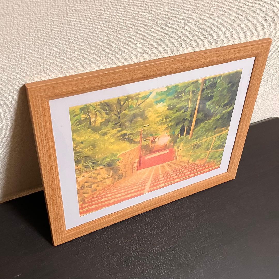 ジブリアート⑧耳をすませばより「桜ヶ丘の階段より」32.7㎝×24.0㎝　額装品
