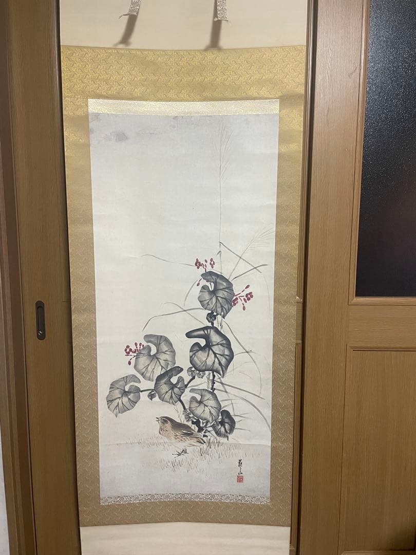 掛け軸　雀　日本画　古美術　骨董品