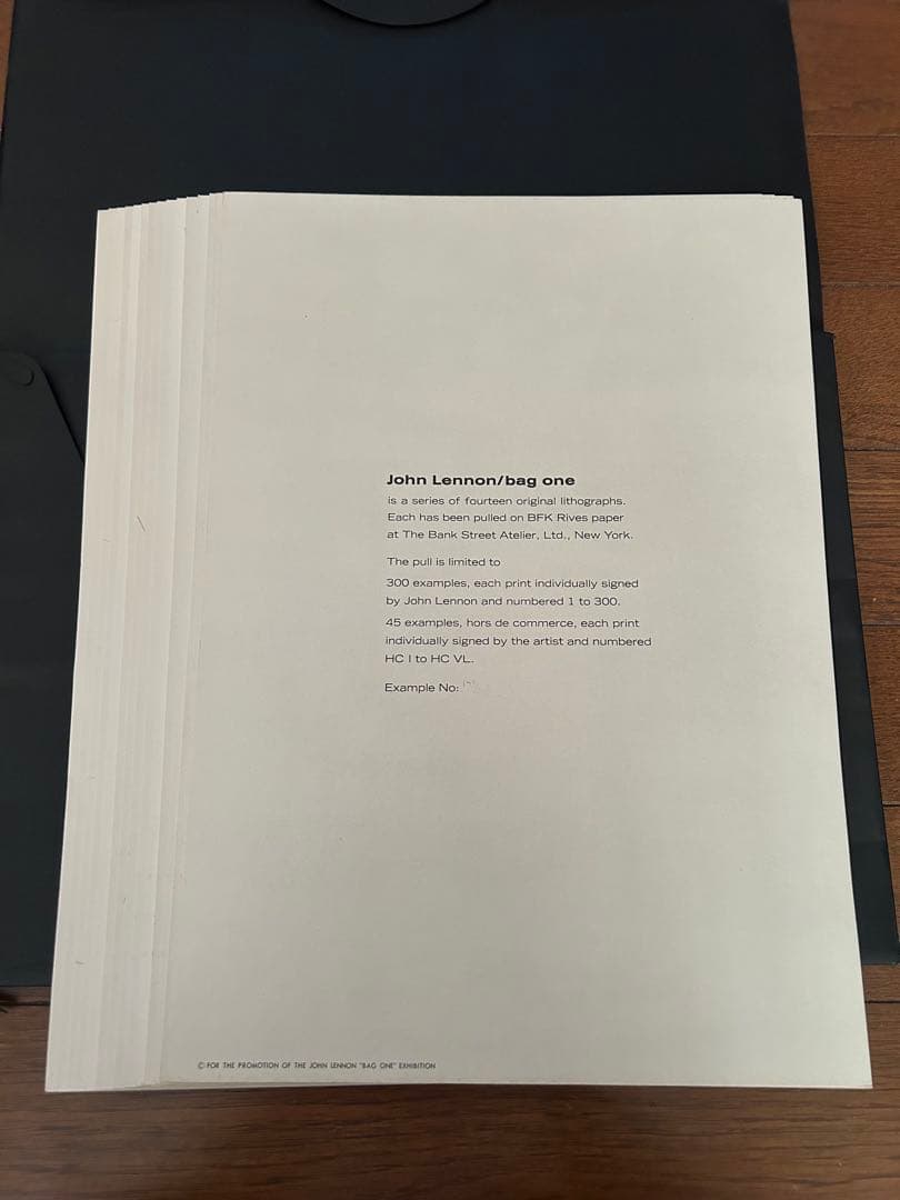 ジョンレノン bag one リトグラフの印刷全16枚揃とシール