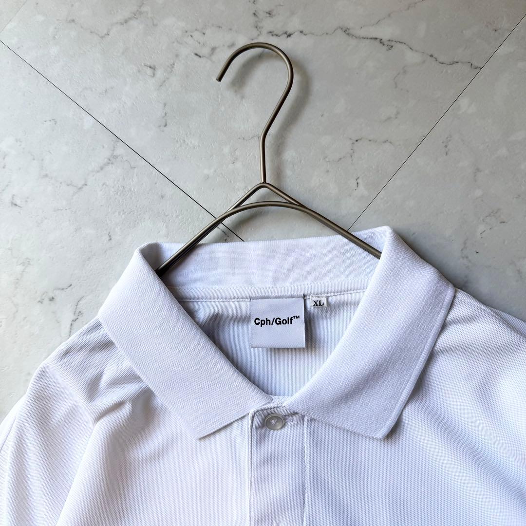 新品 Cph/Golf ゴルフ ポロシャツ 長袖 XL ホワイト グリーン ロゴ