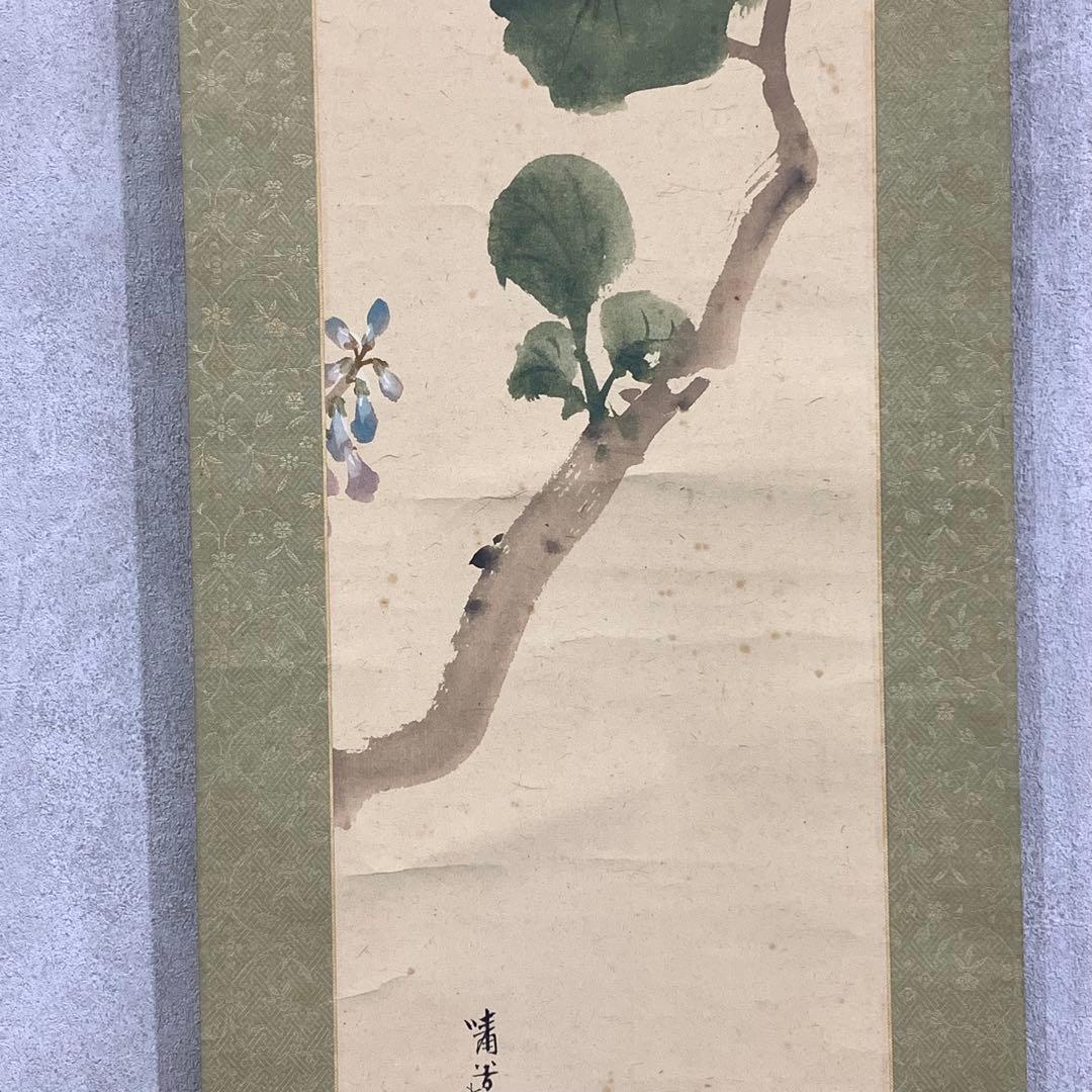 掛軸 猪飼嘯谷 桐花 共箱 花 3-29