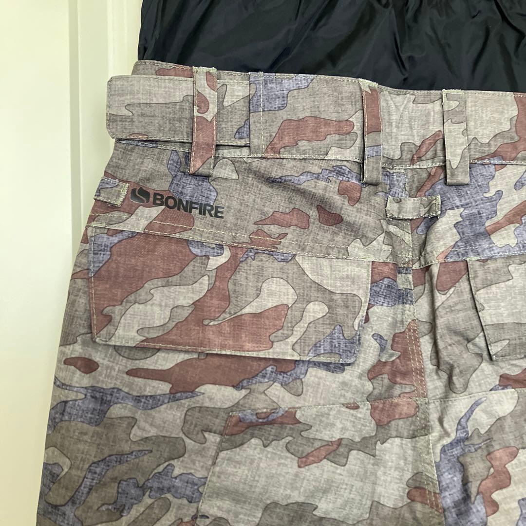 スノボウエア上下、黒×ダークブルー カモフラージュスノボパンツスノボウエア