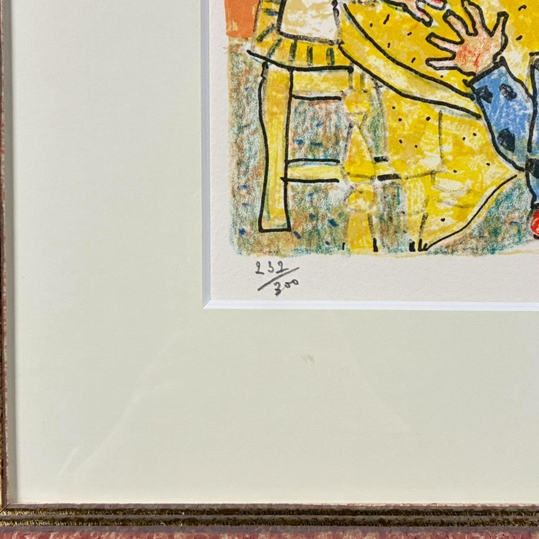 美品 ポール・アイズピリ「パーティー（誕生日）」リトグラフ 直筆サイン入 額縁入