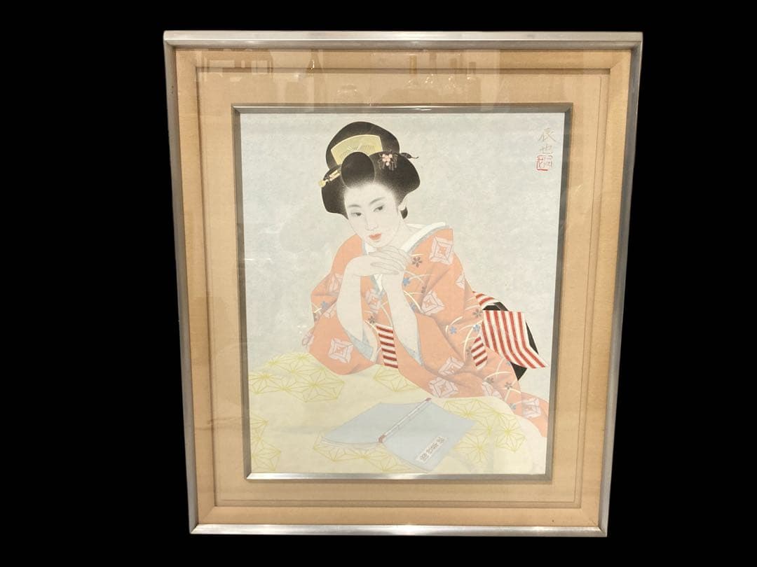 西田辰也 うたてし 日本画 美人画 真作肉筆