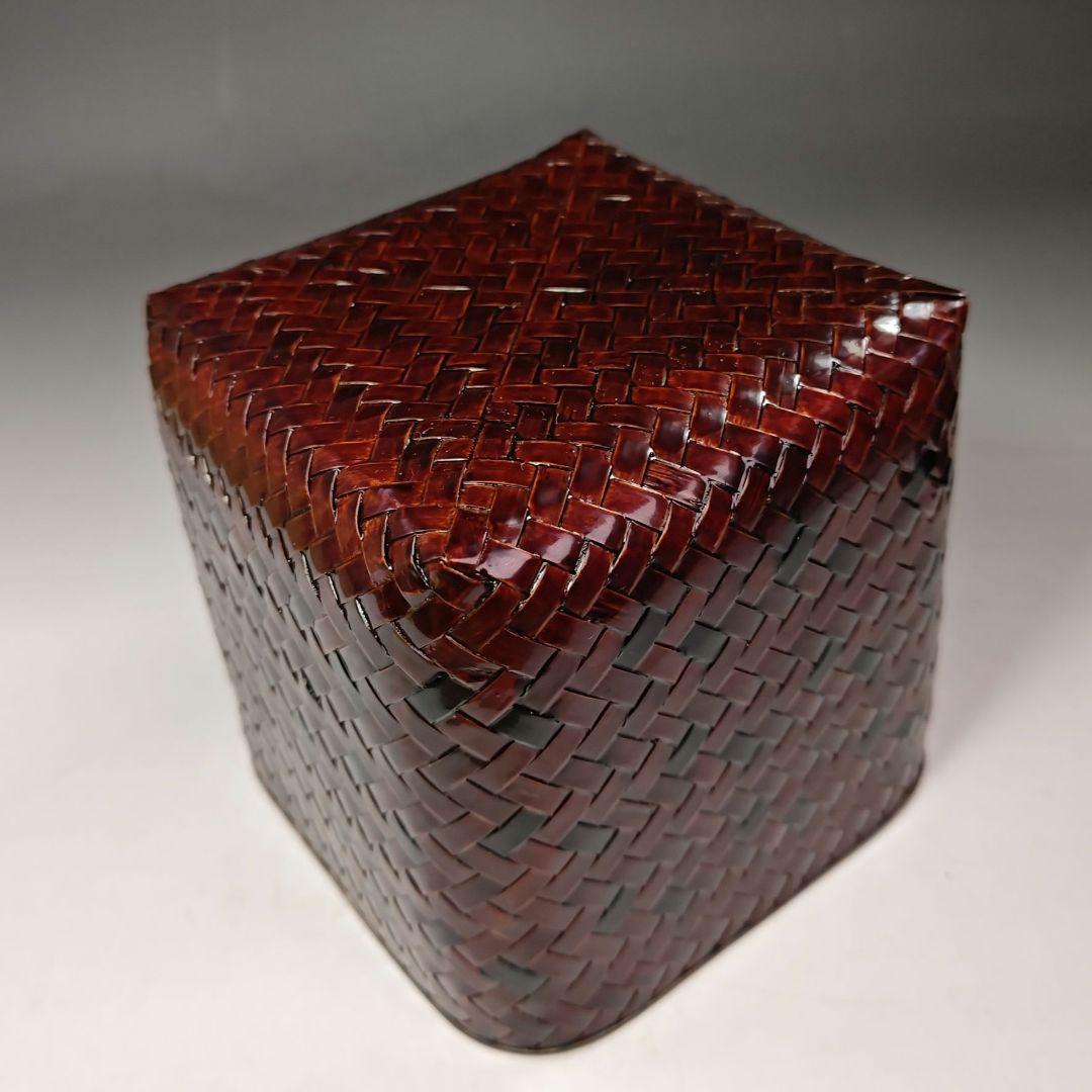 イ604 水指『 輪島塗 四代 大徹 造 八井汎親 あすなろ網代 水指 共箱 』