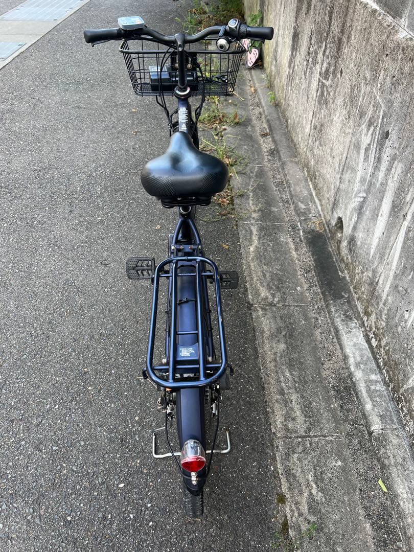 パナソニック　電動アシスト自転車 ネイビー 前バスケット付き