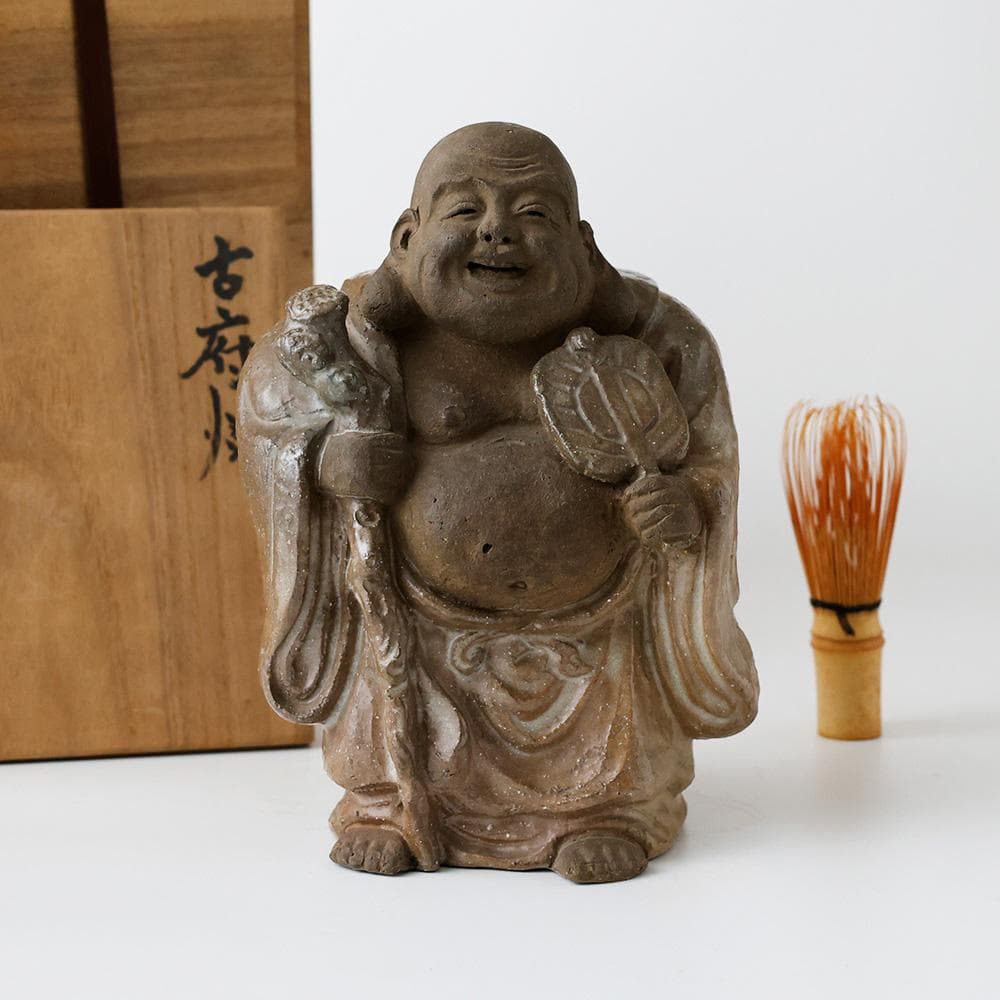 越中古府焼 布袋像 仏像 東洋彫刻 合箱