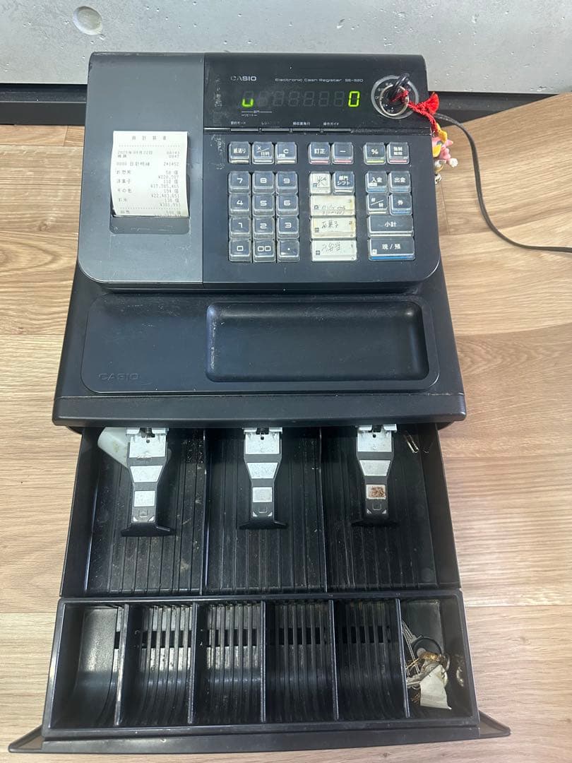 CASIOレジスター 黒 印刷機能付き 鍵付き レシート 動作確認済み