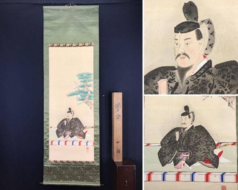 【真作】青水/菅公図/掛軸☆宝船☆AB-650