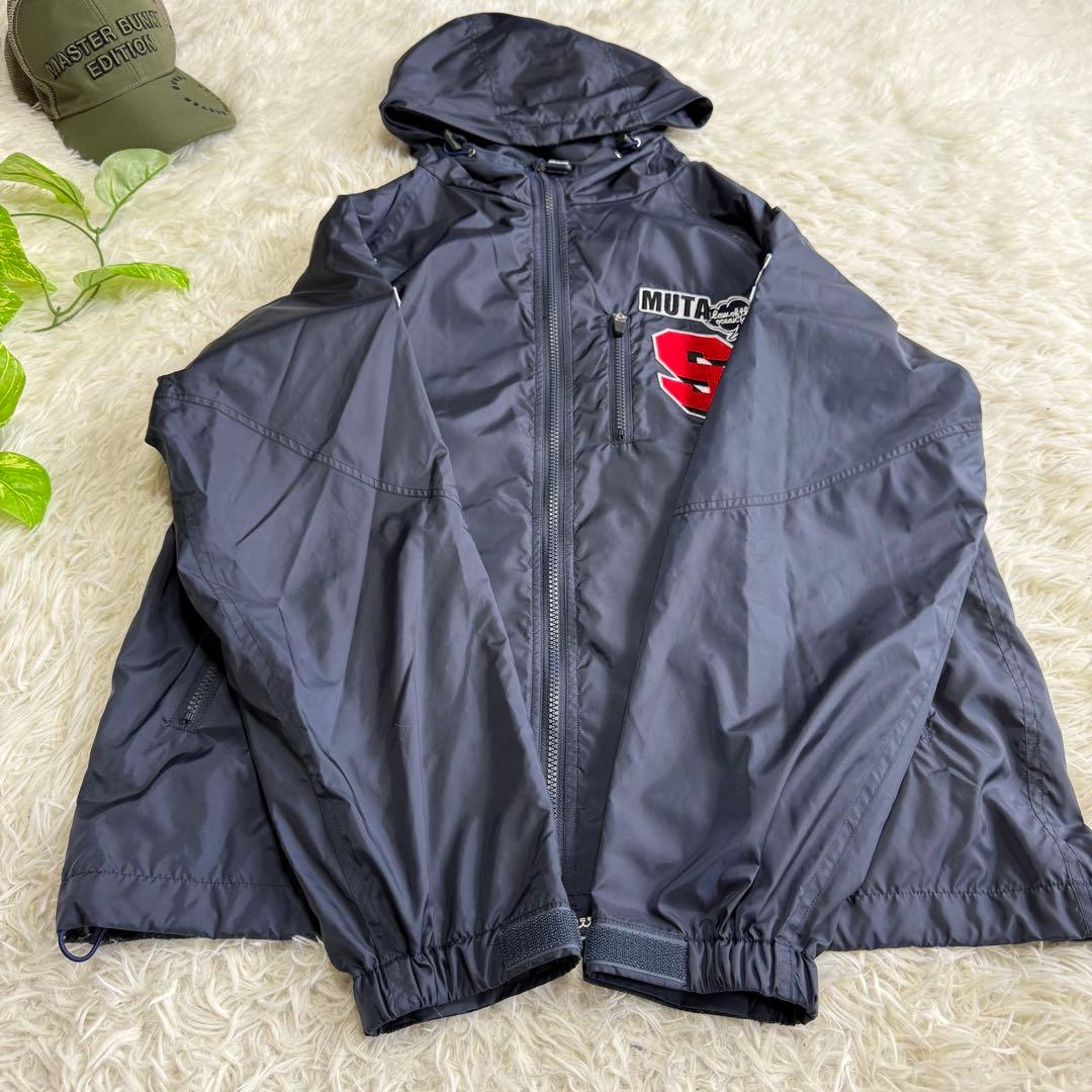 【ムータマリン】美品 ウィンドブレーカー ネイビー ワッペン XLサイズ メンズ