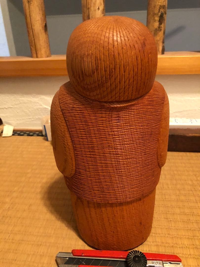 木製こけし風人形 約30cm 吉田多加志　故人の作品である。