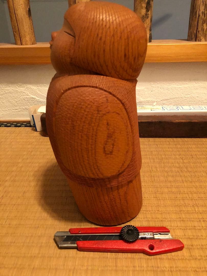 木製こけし風人形 約30cm 吉田多加志　故人の作品である。