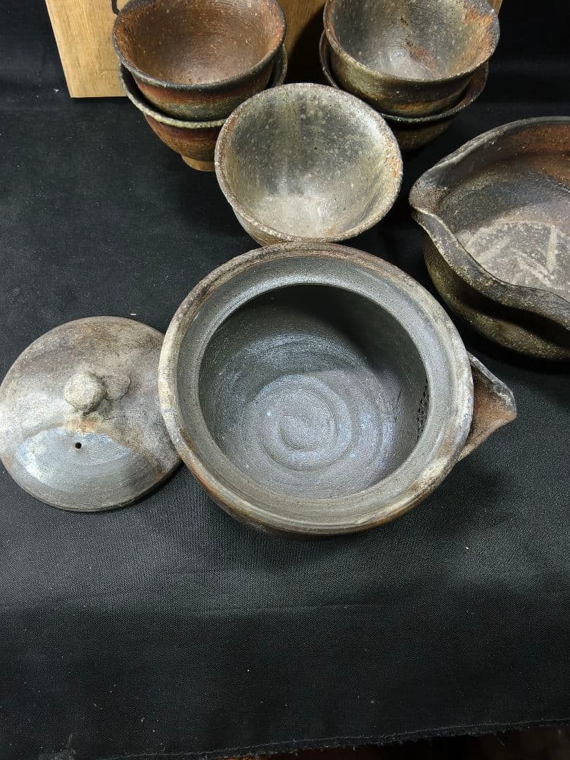 煎茶道具 備前焼窯変宝瓶急須 達作 共箱 未使用美品 中国茶 火襷 胡麻 未使用