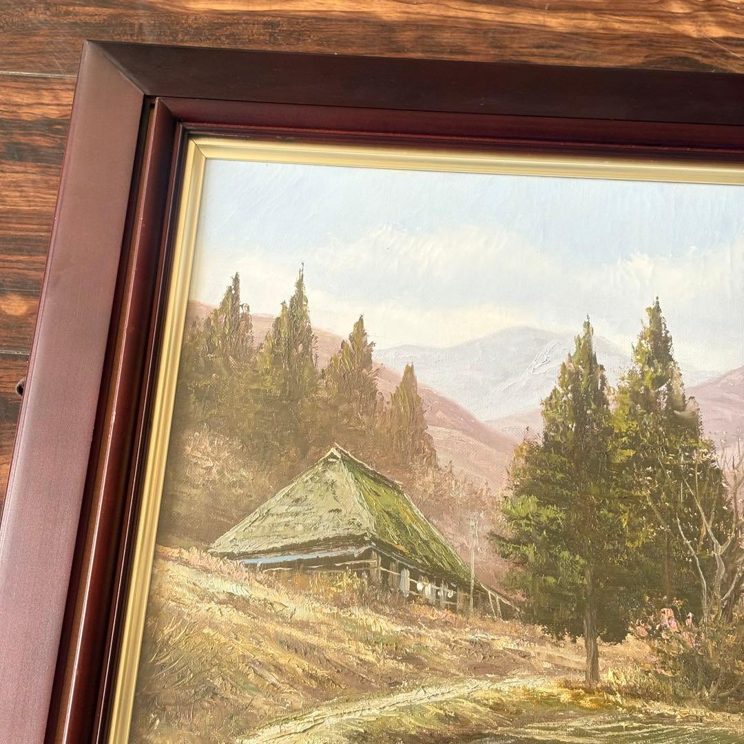 関健造「山村風景」油彩 F10 額装 應美会会員 岐阜県出身 油絵 油画 k