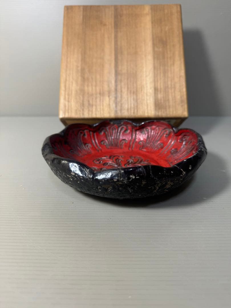 2414 天然木　乾漆　菓子鉢　時代物