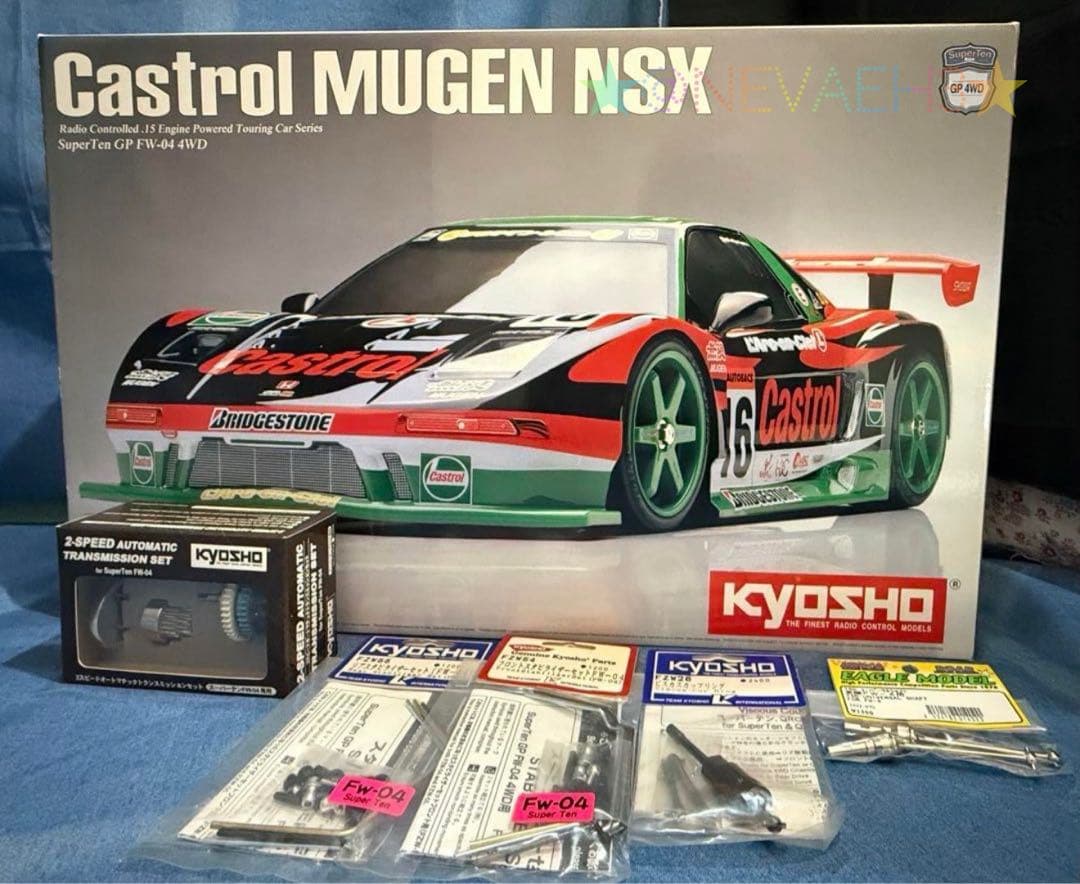 値下げ中★京商◆Castrol MUGEN NSX RCエンジンカー ＆OP付き