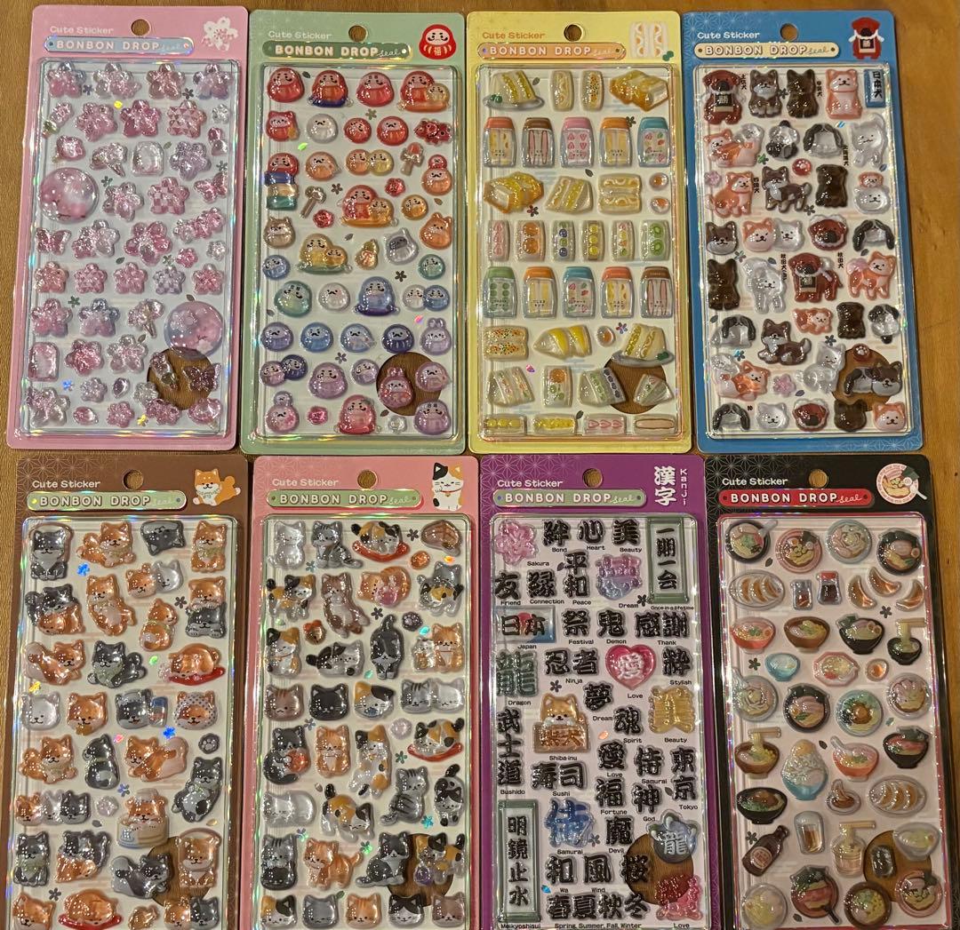 新柄　クーリア　ボンボンドロップシール　和柄　8点セット