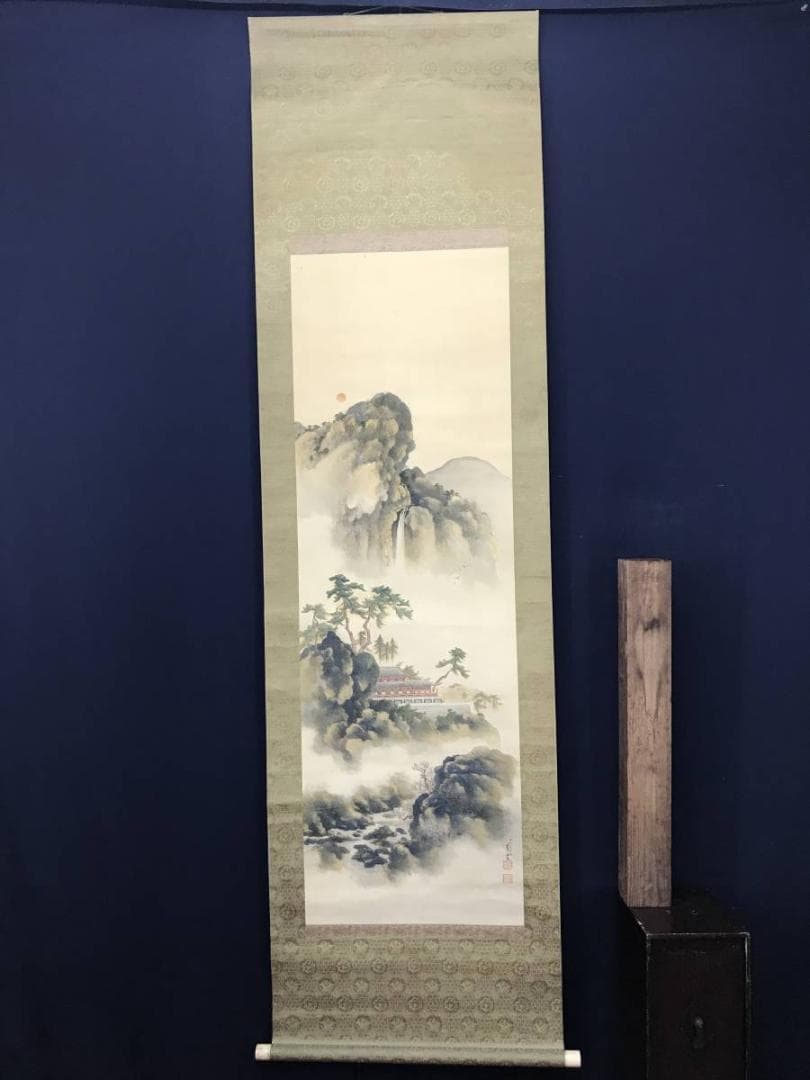 【真作】景堂/蓬莱山図/山水図/祝事山水図/昭和六年筆/掛軸/名家伝来AC-13