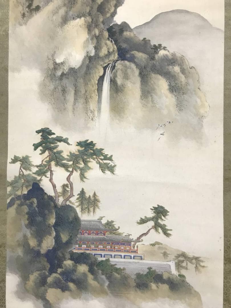 【真作】景堂/蓬莱山図/山水図/祝事山水図/昭和六年筆/掛軸/名家伝来AC-13