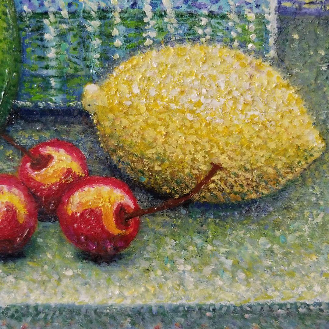 油絵　まろん　点で描いた静物