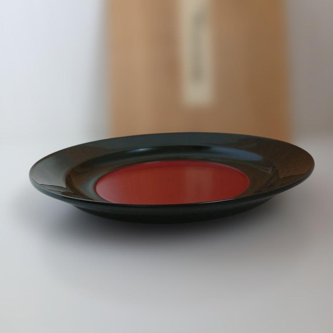 【美品】中谷光哉　遠州流 成趣庵好 青漆内朱青海盆木工芸 漆工芸 漆芸 茶道具