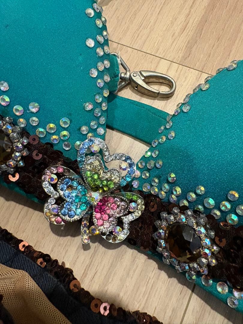 ベリーダンス衣装　マンドゥーハ サラマ　ピーコックグリーン　小柄