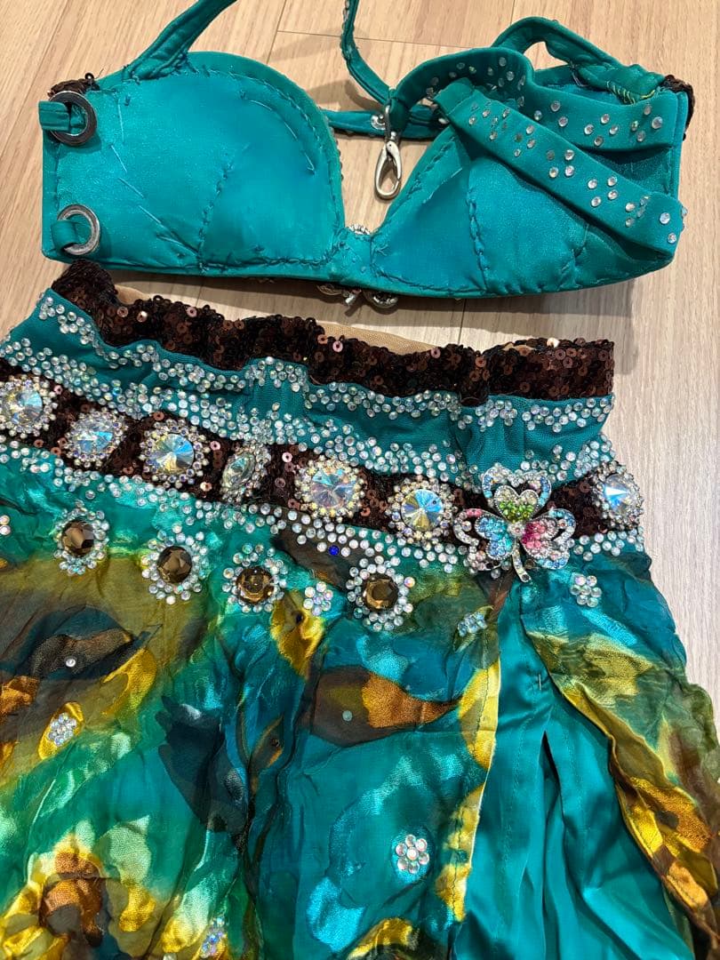 ベリーダンス衣装　マンドゥーハ サラマ　ピーコックグリーン　小柄