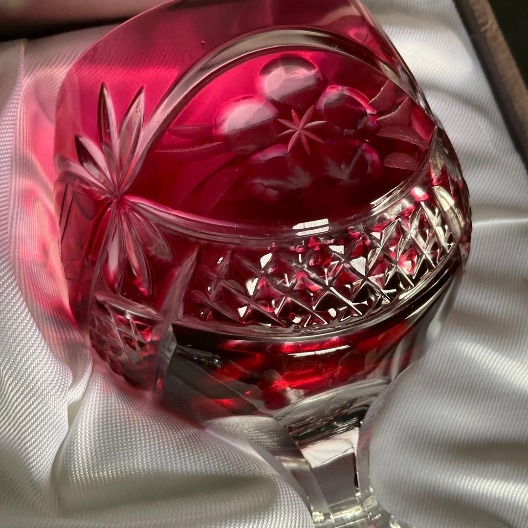 のわ　旧東独製　カメイガラス　被せ切子　クリスタルドナウ　ペアグラス