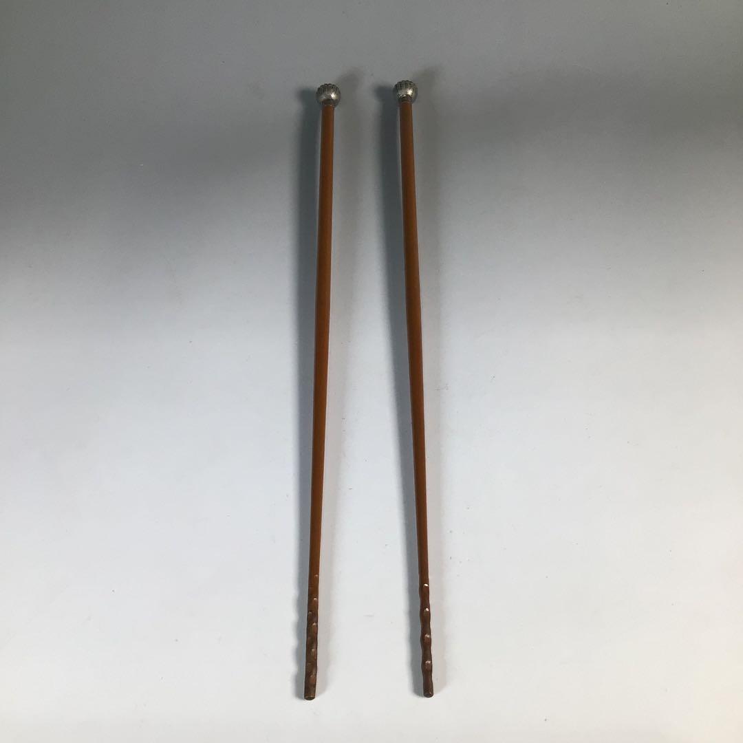 Ｎ４５５　火箸　『木村清斎造』『鵬雲斎好』『笹頭』『飾火箸』　共箱　茶道具