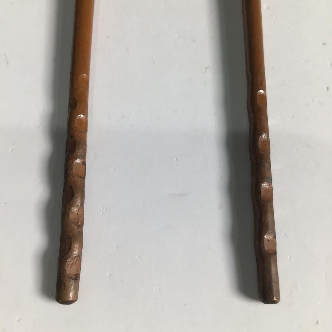 Ｎ４５５　火箸　『木村清斎造』『鵬雲斎好』『笹頭』『飾火箸』　共箱　茶道具