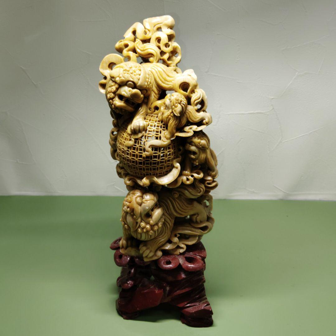 中国美術? 石彫刻 獅子 狛犬 置物 オブジェ インテリア