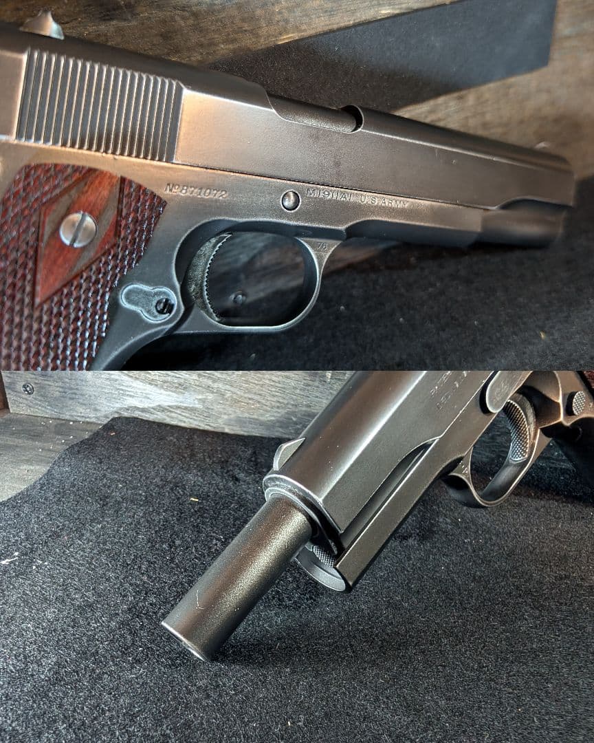 東京マルイ コルトガバメント バトルダメージ塗装 リアルウッドグリップ