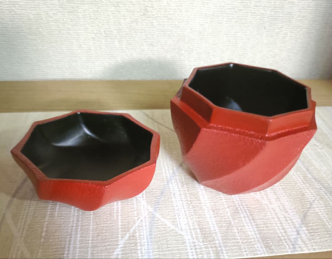 黒田辰秋系　乾漆作家作品 佐々木省庵作品　乾漆捻り朱棗