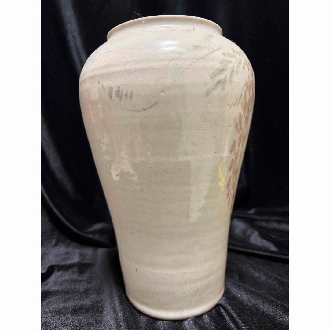 骨董　希少李朝白磁藤の花のような模様が描かれた陶器製の花瓶です文壺現状品のみ