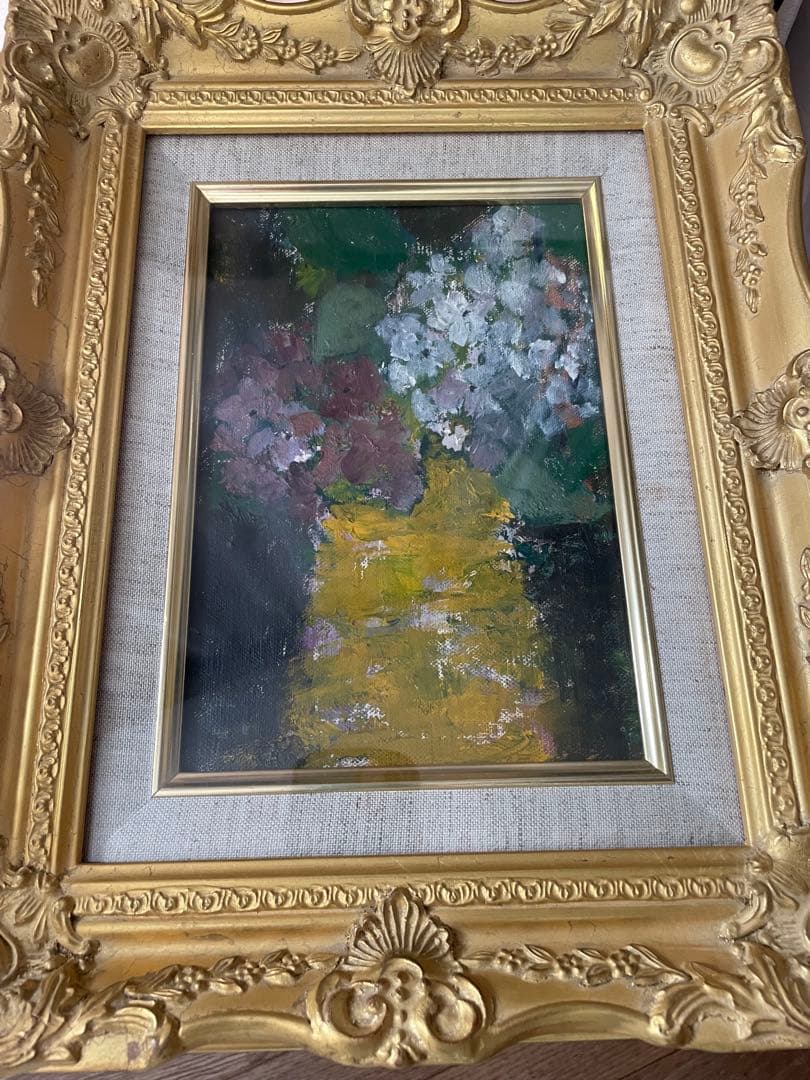 下田千代子　油彩画「あじさい」