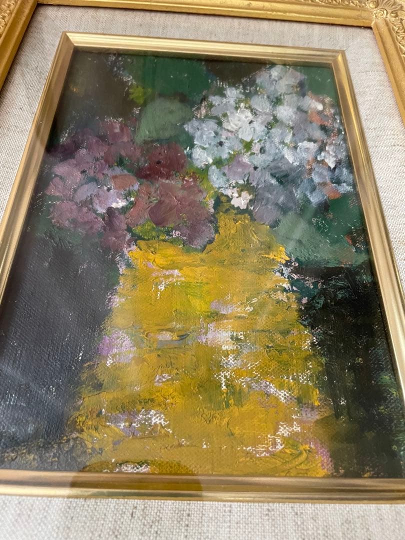 下田千代子　油彩画「あじさい」