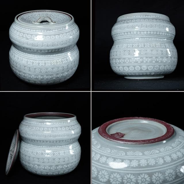 浅見五郎助　花三嶋瓢形水指　鵬雲斎宗匠御書付　共箱　茶道具　裏千家　京焼