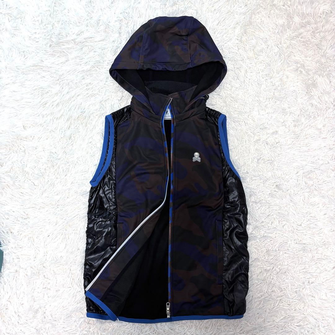 マークアンドロナ ベスト ダウン 中綿 迷彩 フード ナイロン ノースリーブ