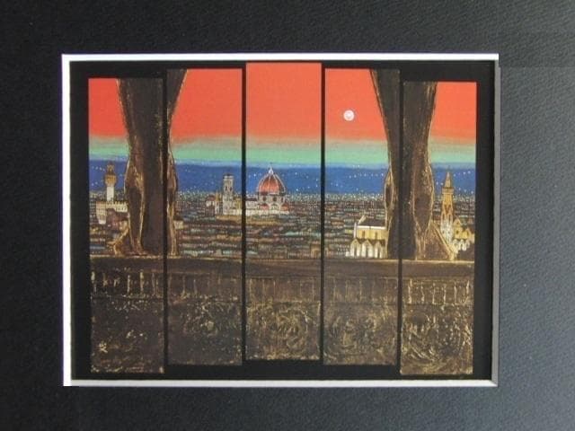 柳沢正人、【刻を見る丘】、希少画集画より、状態良好、新品高級額装付