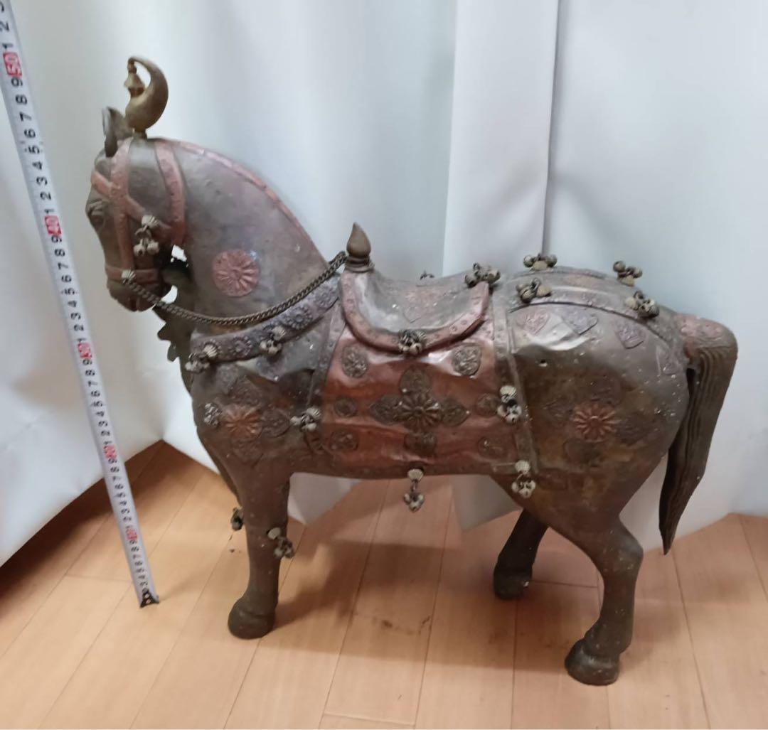 ヴィンテージ 馬 置物 騎馬 金属張り合わせ 精巧な造り インテリア 飾り 置物